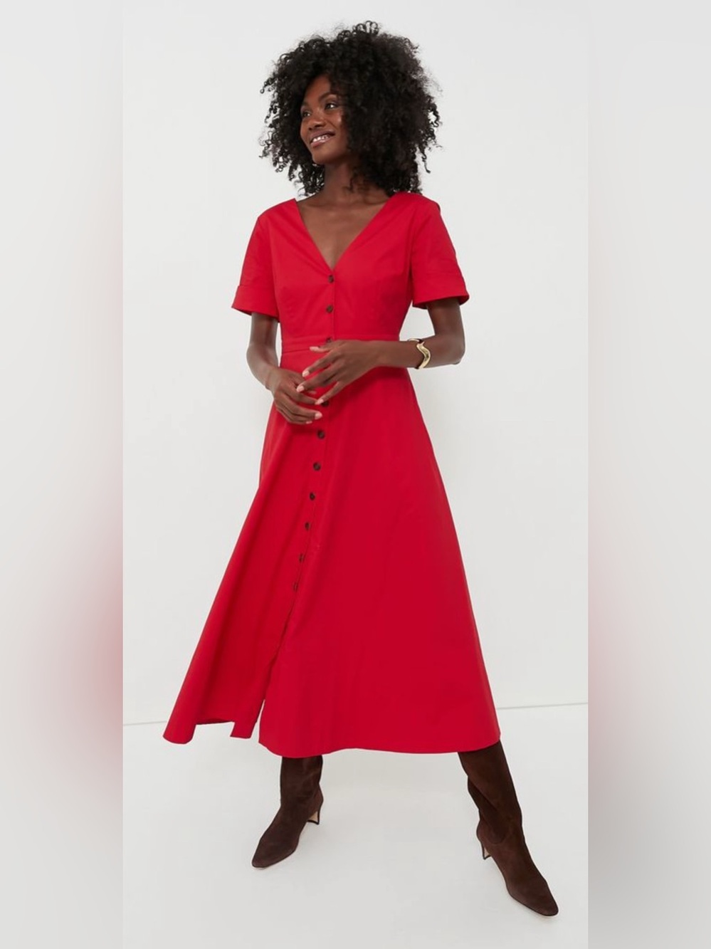 Tuckernuck Kate Maxi Dress Size XXL Red Button Front V Neck Cotton Colorful Boho